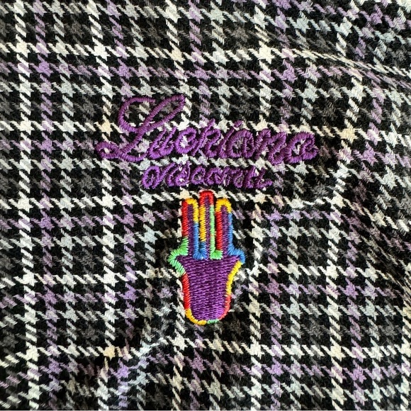 Luchiano Visconti Purple Black Houndstooth Plaid Favorite Shirt Mens Size L - Picture 10 of 14